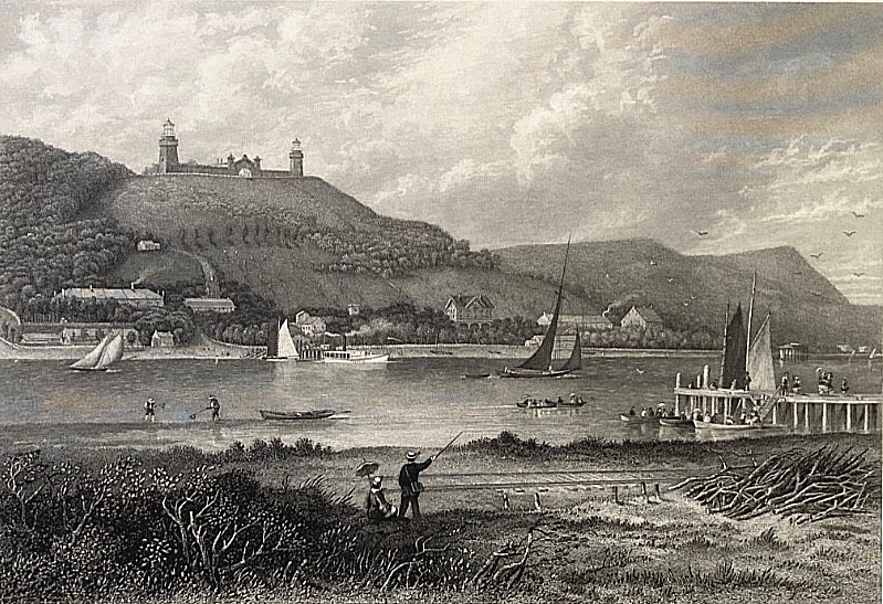 ORIGINAL! ATLANTIC HIGHLANDS SHREWSBURY RIVER NEW JERSEY ENGRAVING 1872