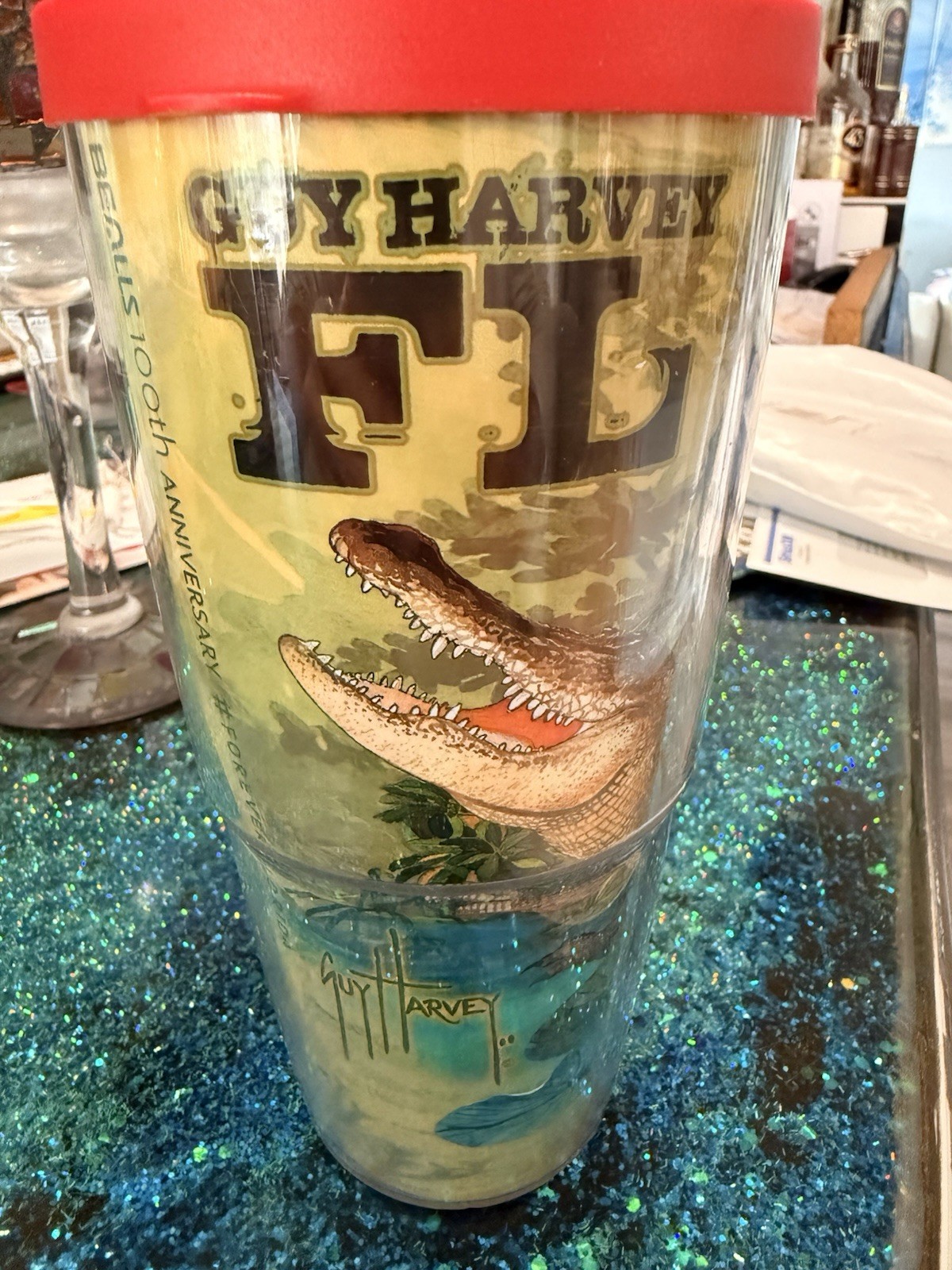 Florida Tevis 24 Ounce Cup Alligator Guy Harvey Bealls 100Th Anniversary