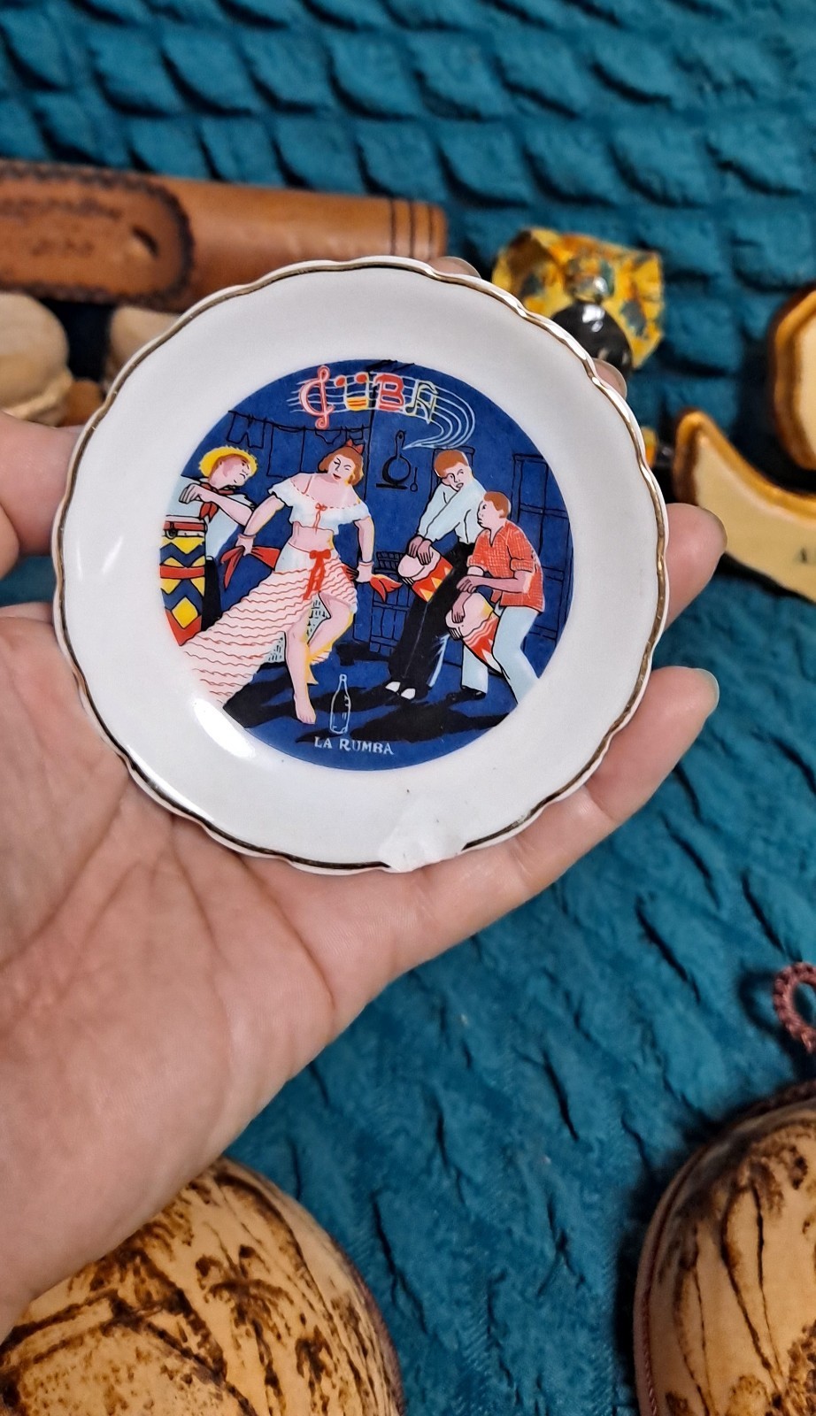 Cuba Souvenir Wall Painted, Mini Plates/Coasters, Small Drum Set, Doll & Plaque