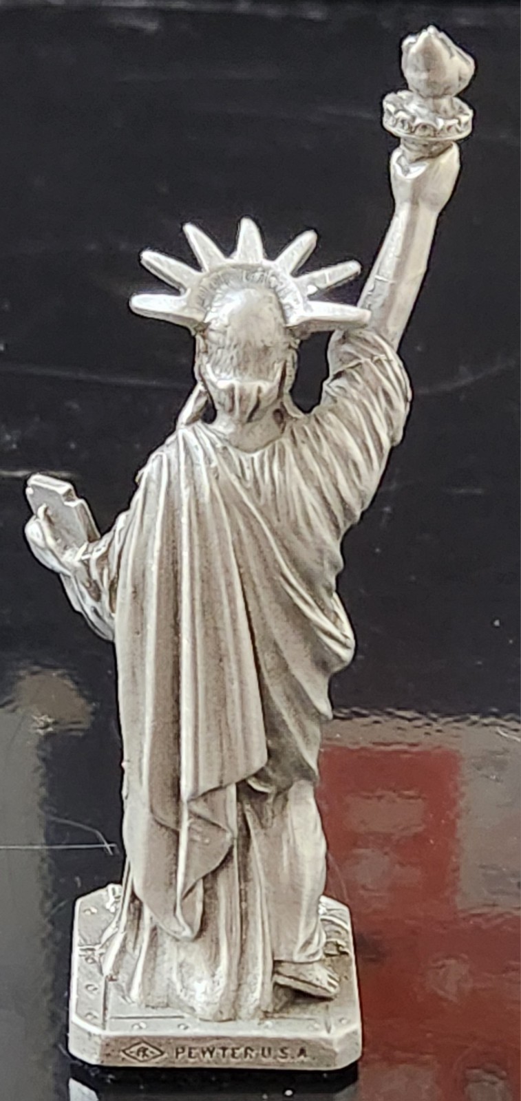 Statue Of Liberty 3.75″ Tall Pewter U.S.A. Figurine Original Box