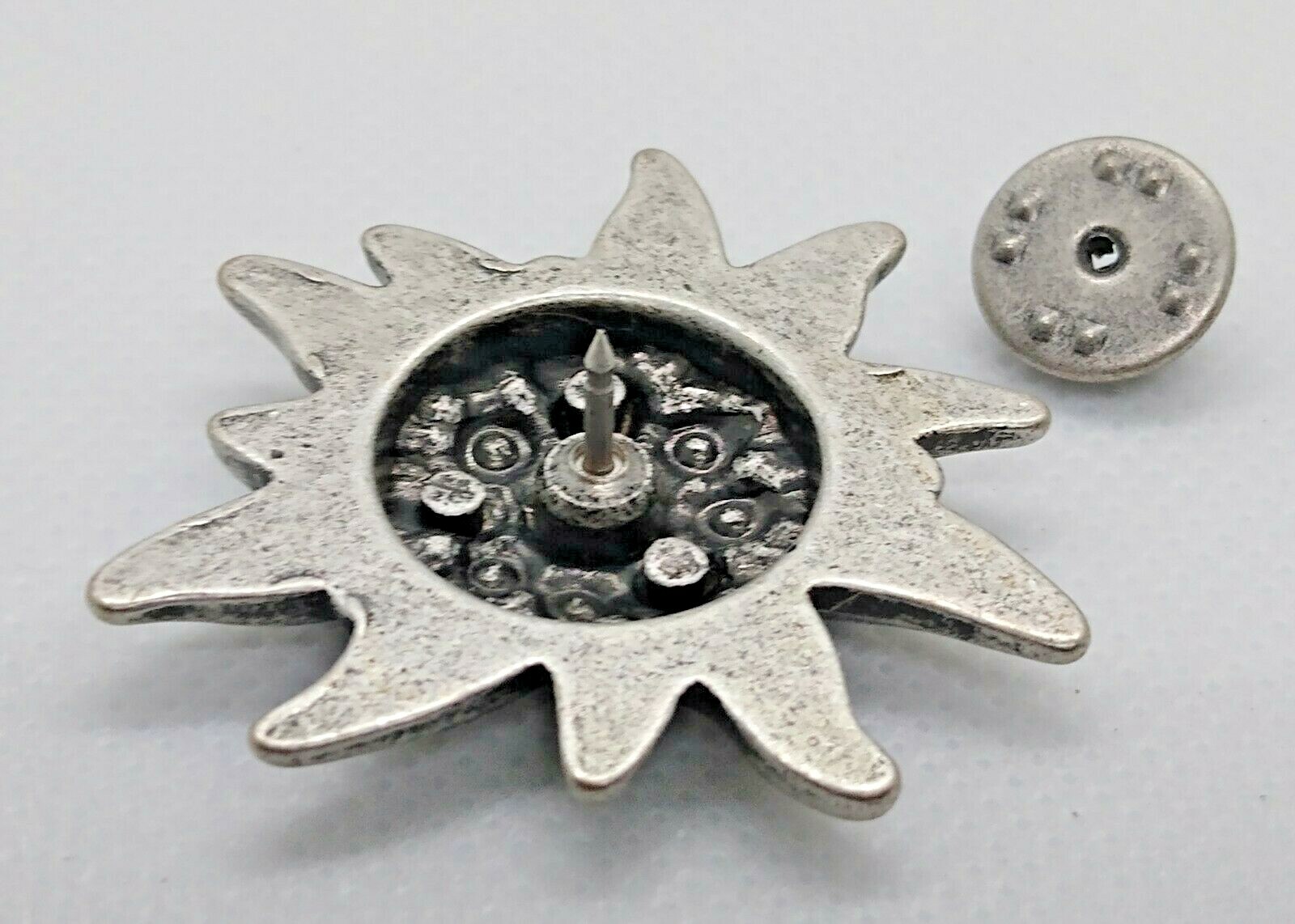 Lot of 2 Pins EDELWEISS Large Alpine Flower Metal Hat Pins AUSTRIA GERMANY NEW