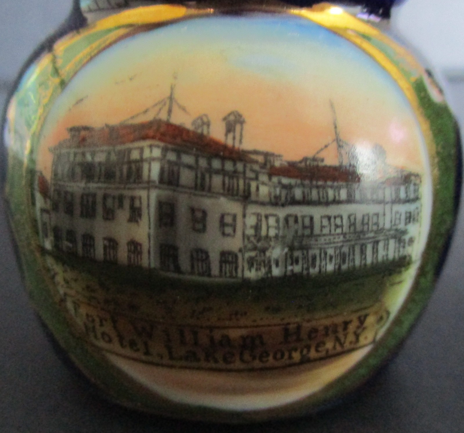 Three (3) Early 20th Century Souvenir Cobalt Blue Shakers Lake George New York