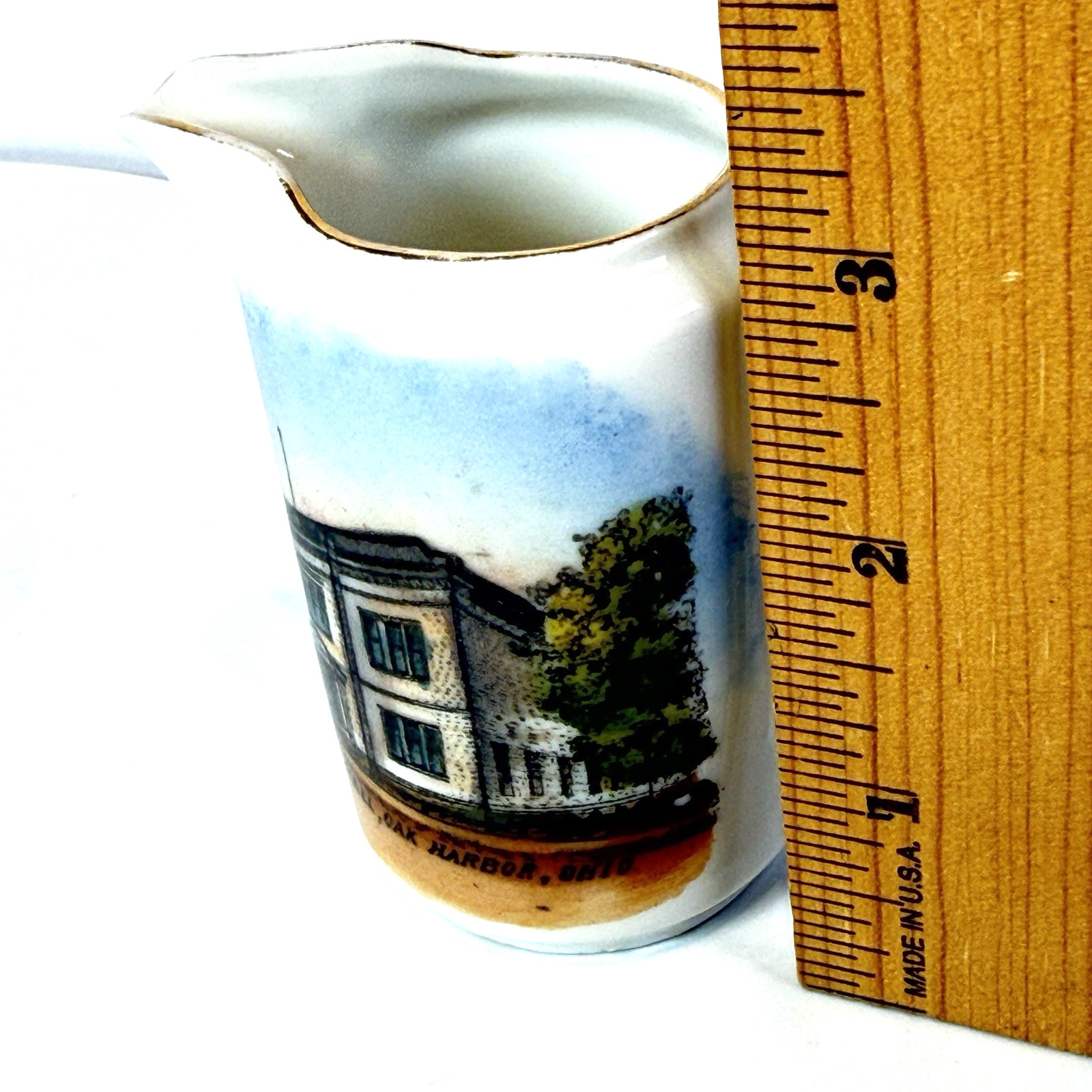 OAK HARBOR OHIO OH Antique Souvenir TOWN HALL Trinket China Creamer
