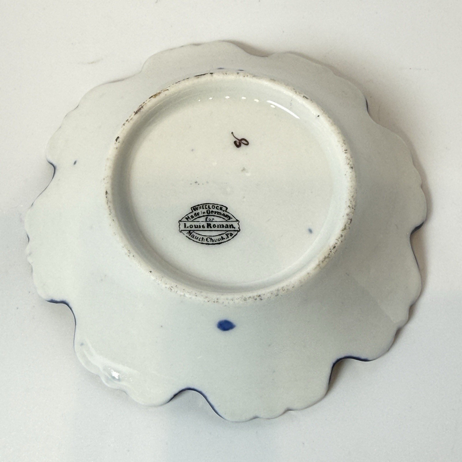 Mauch Chunk Pennsylvania PA Antique RAILROAD Souvenir COBALT TRINKET DISH