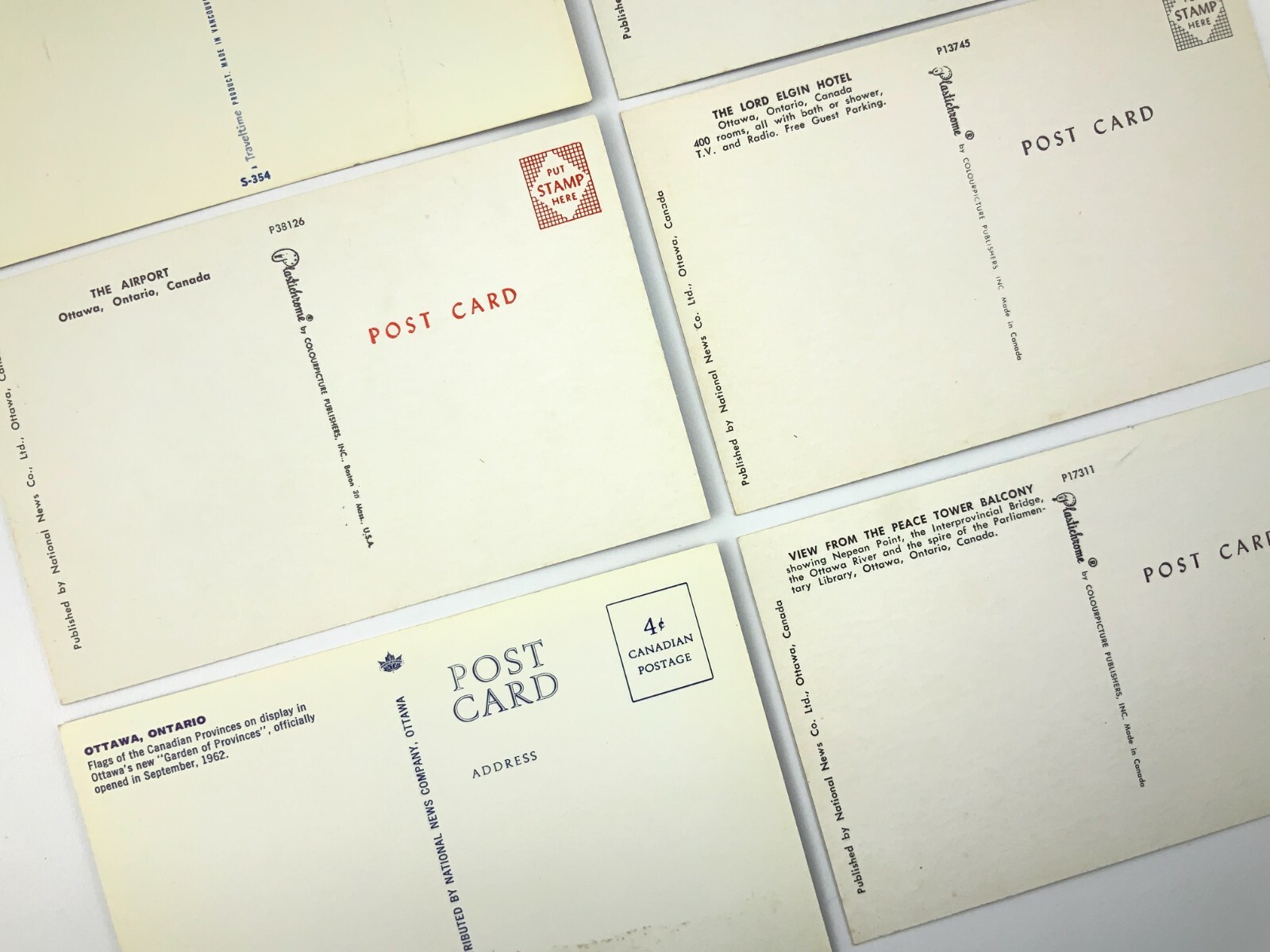 Ottawa Ontario Capital Lot Of 6 Souvenir Printed Lithograph Post Cards 709C