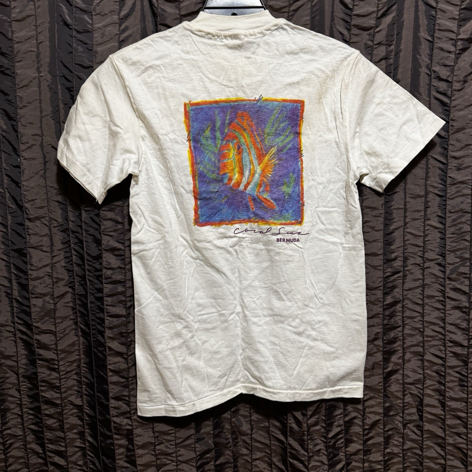 Coral Seas Bermuda Souvenir T Shirt Size Small Single Stitch 2 Sided Vtg 1990s