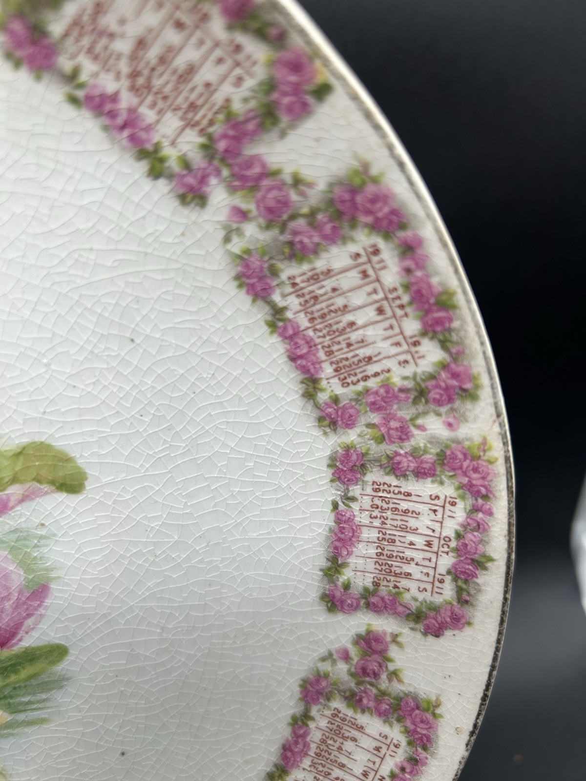 Antique 1911 12-Month Calendar Plate, Cooper Brothers Astoria, Illinois