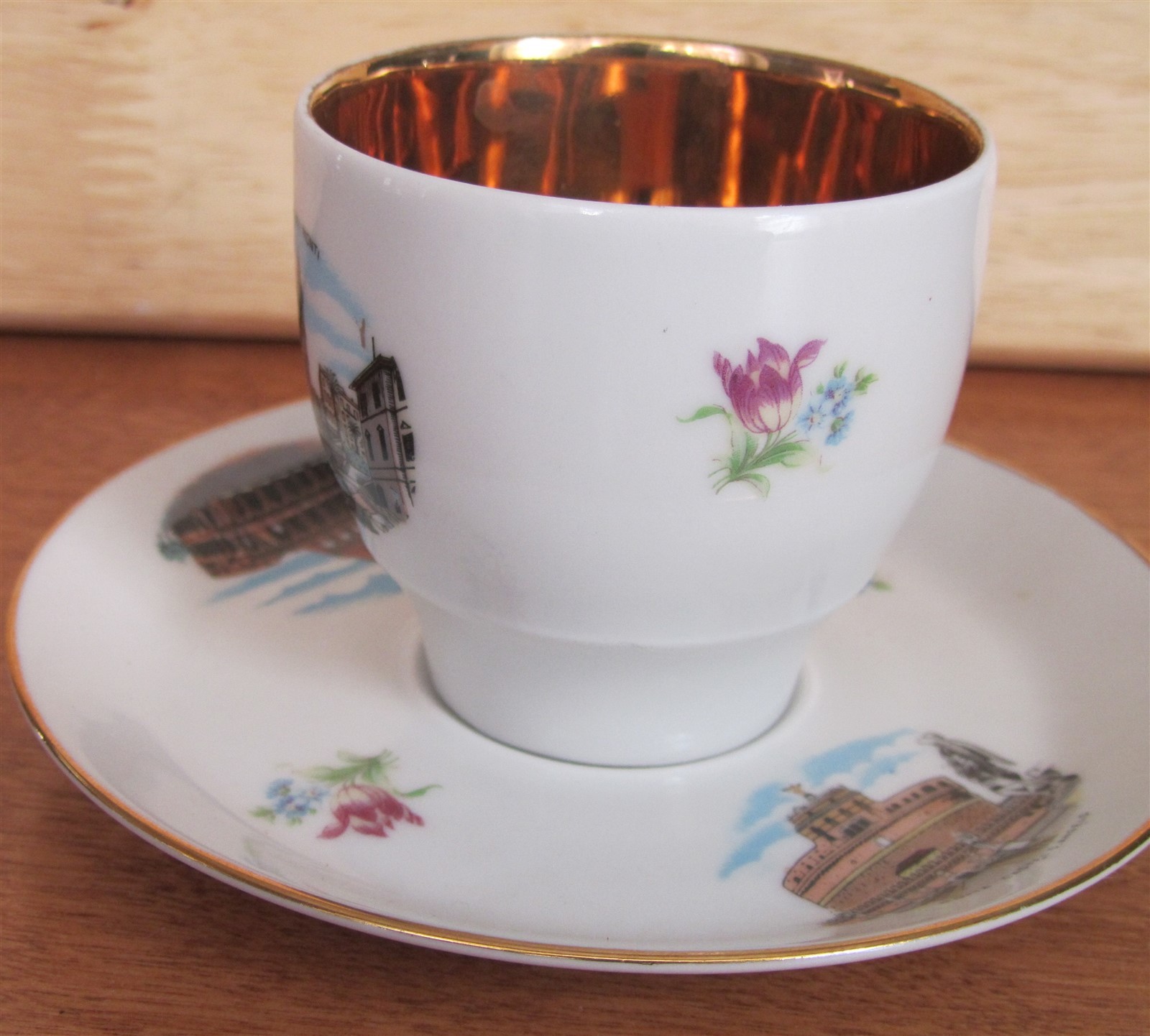 VINTAGE WINTERLING SCHWARZENBACH BAVARIA 24K GOLD PLATED CUP/SAUCER ROME TRAVEL