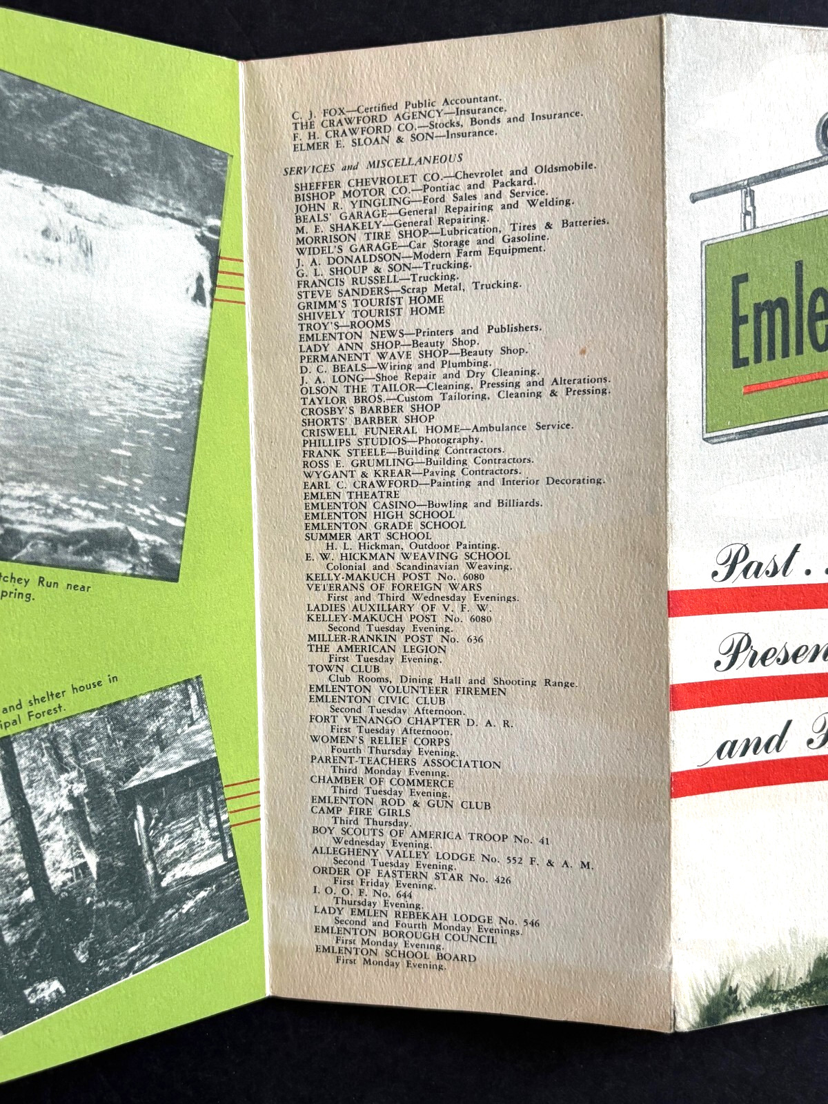 VTG 1940s Emlenton PA Brochure Town History Photos Business Nature Map Airport +