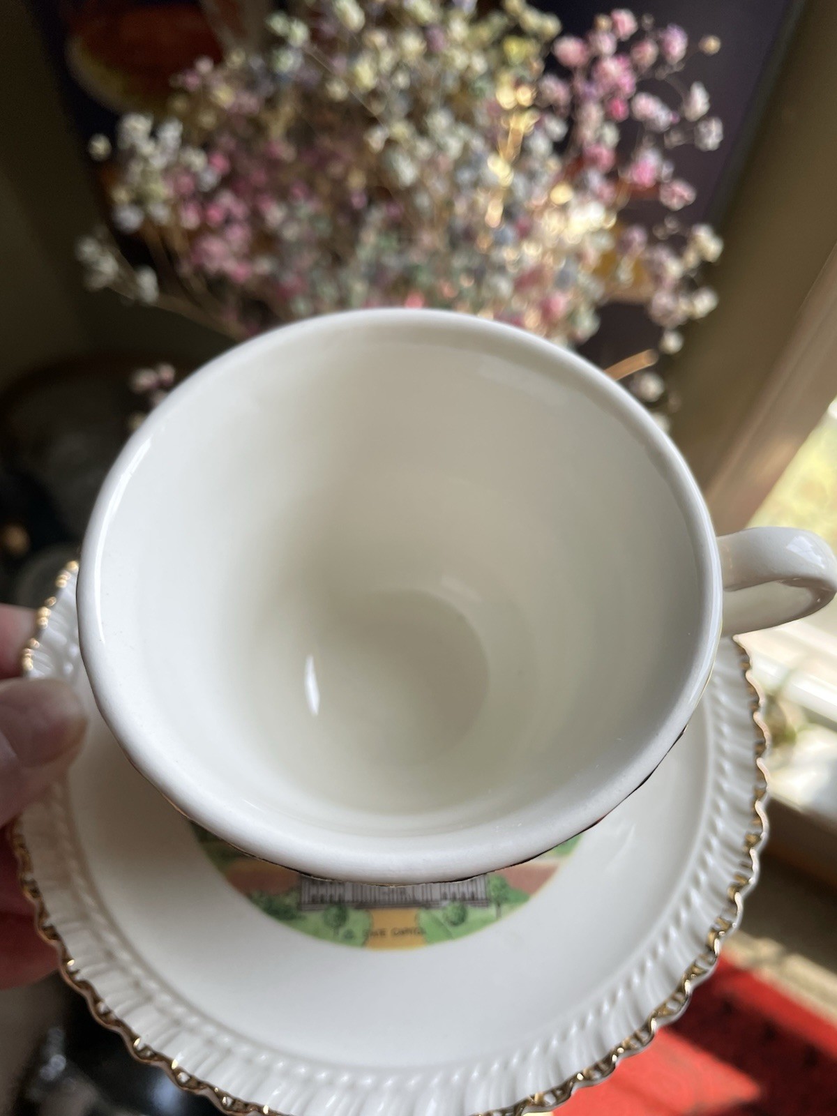 Vintage Ohio Buckeye State Souvenir Tea Cup and Saucer Set Capital Landmarks