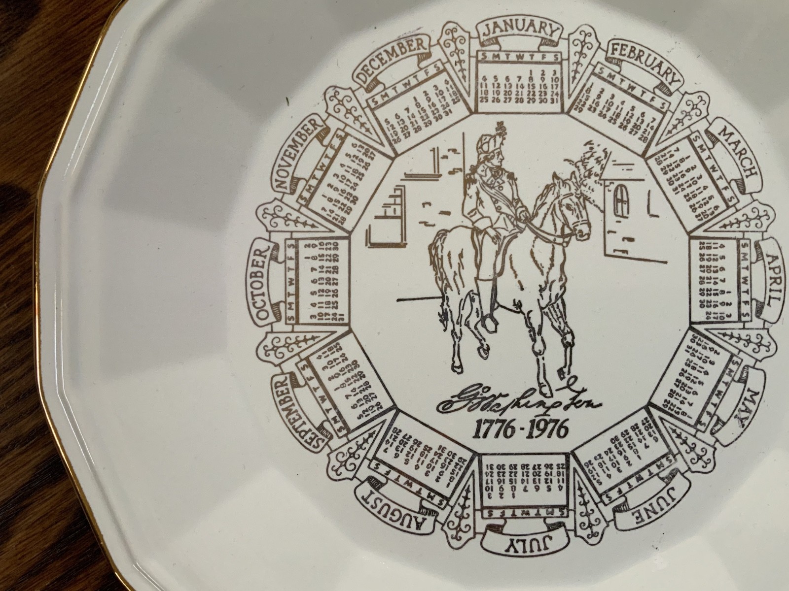 Advertising Bi-Centennial 1776-1976 Calendar Plate G. Washington in NJ Very Good