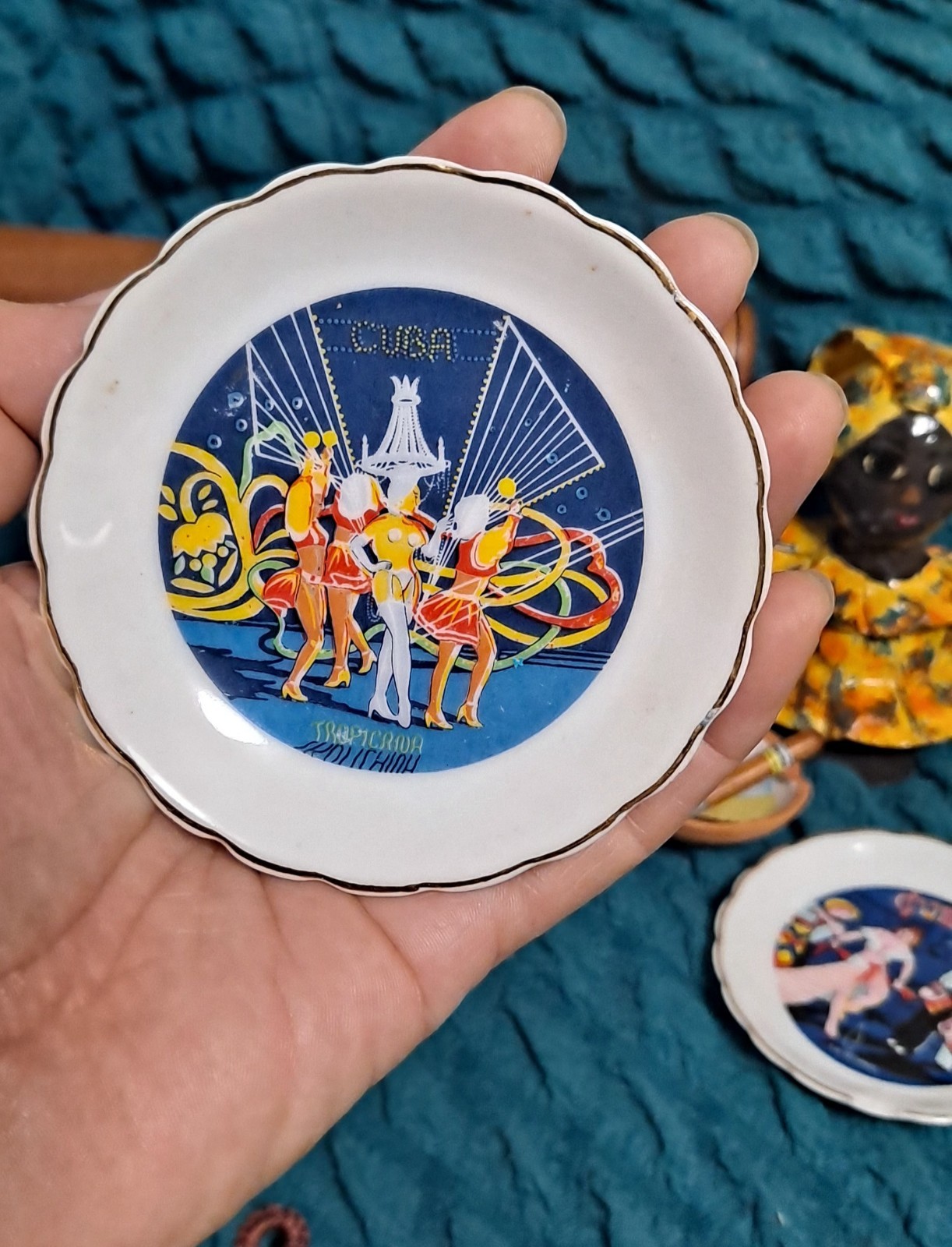 Cuba Souvenir Wall Painted, Mini Plates/Coasters, Small Drum Set, Doll & Plaque