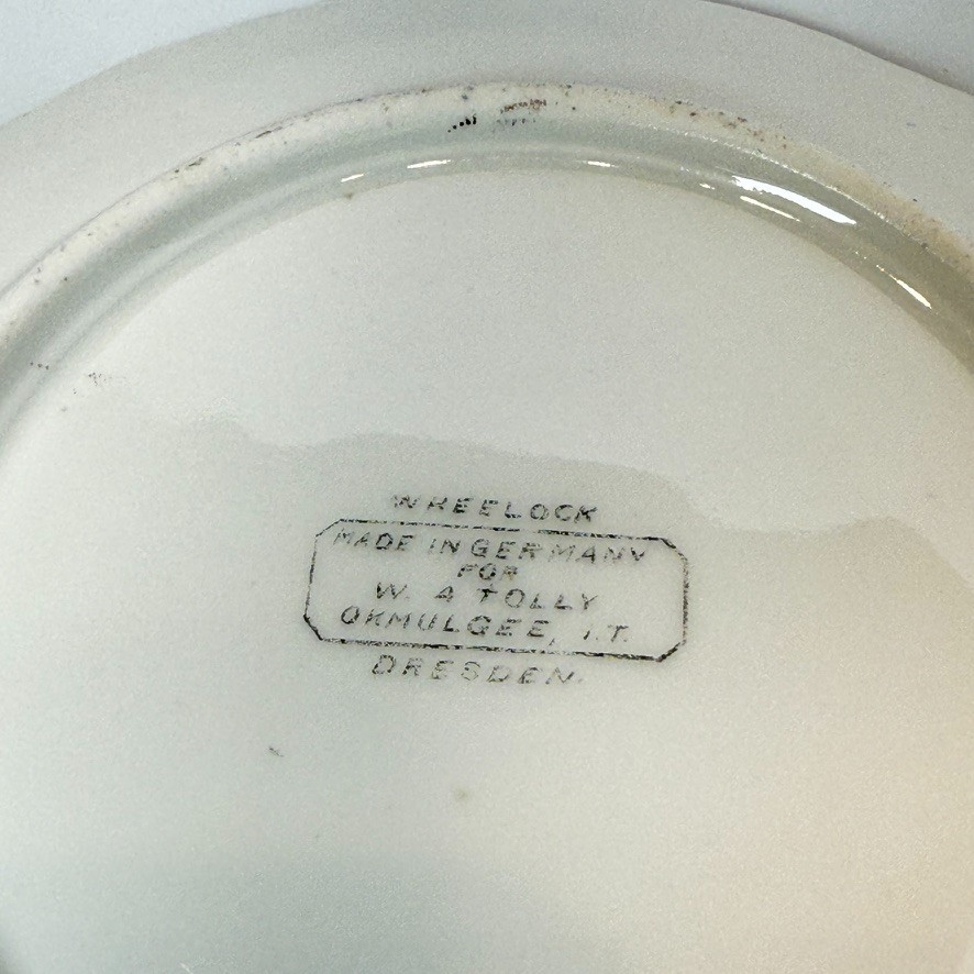 Okmulgee House INDIAN TERRITORY OKLAHOMA Antique Souvenir China TRINKET DISH