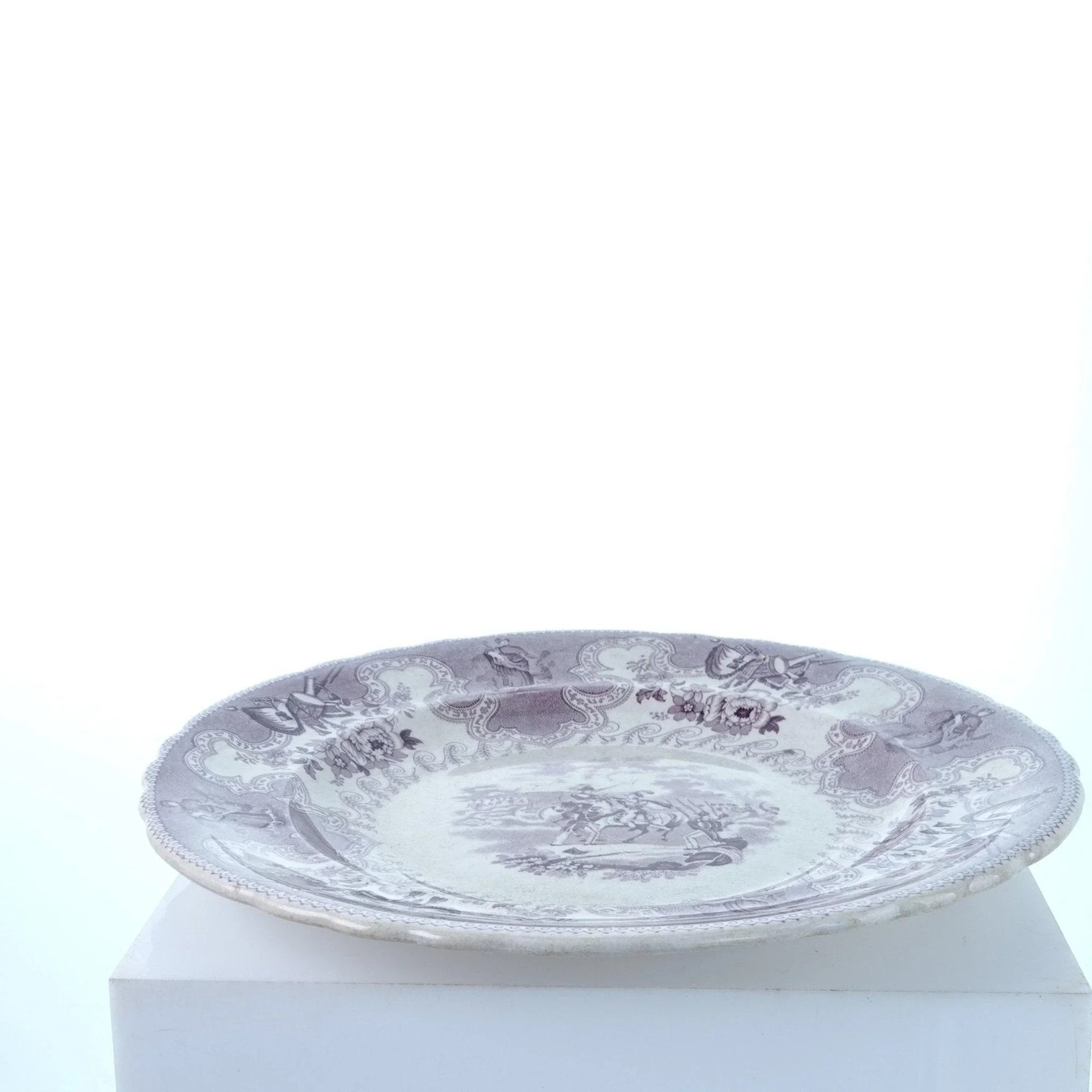c1850 Texian Campaigne 10.5″ Purple Transferware Staffordshire James Beech H