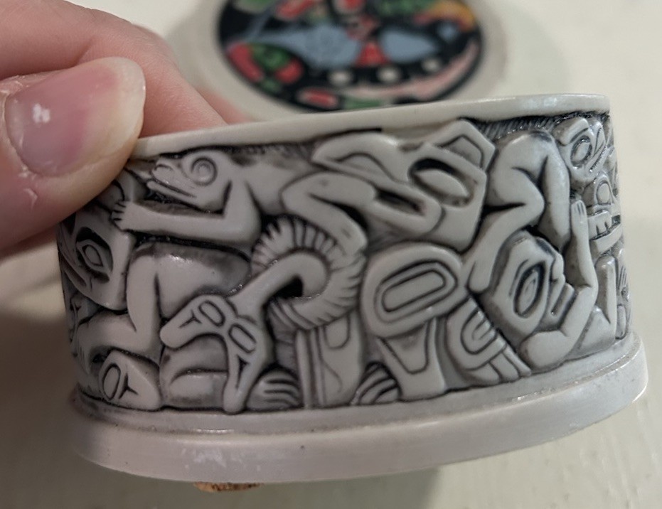 Aalco Canada Indigenous Souvenir Trinket Box With Thunderbird & Killer Whale