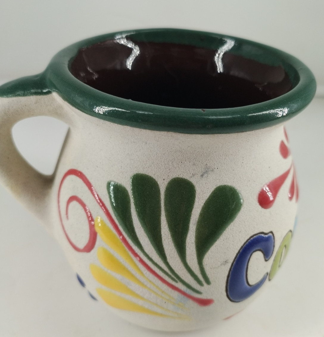 COZUMEL MEXICO Beautiful Handpainted Coffee Cup Pottery Mug Multicolor Souvenir