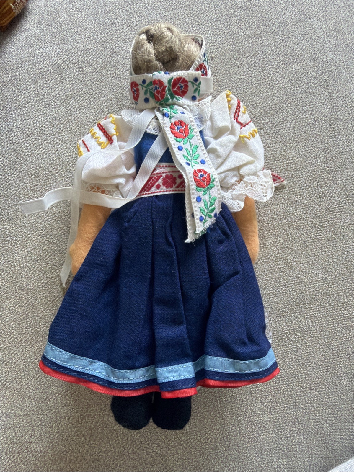 Vintage Cultural Souvenir Cloth Felt DOLL Wire Frame Eastern Europe 8”