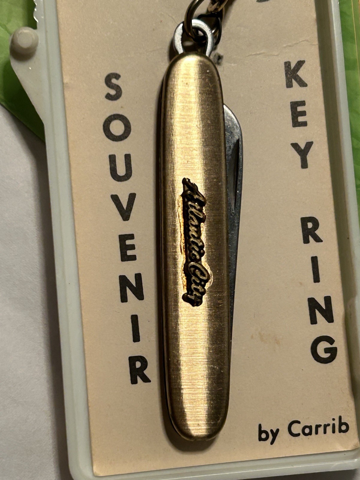 VNTG Atlantic City Souvenir Pocket Knife Key Ring by Carrib Original case UNUSED