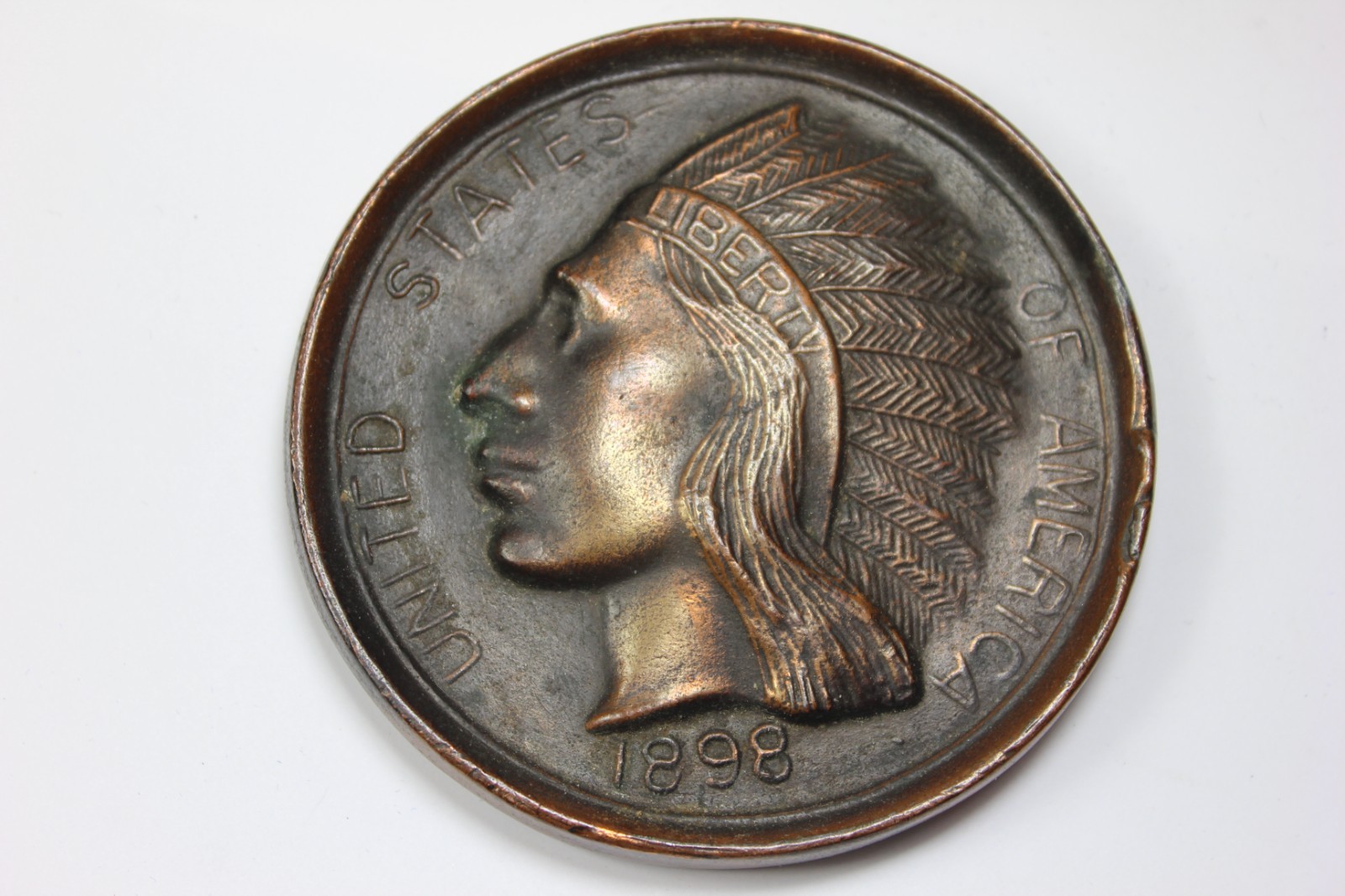 1898 United States of America Liberty Indian Head Lucky Large 3″ Copper Penny