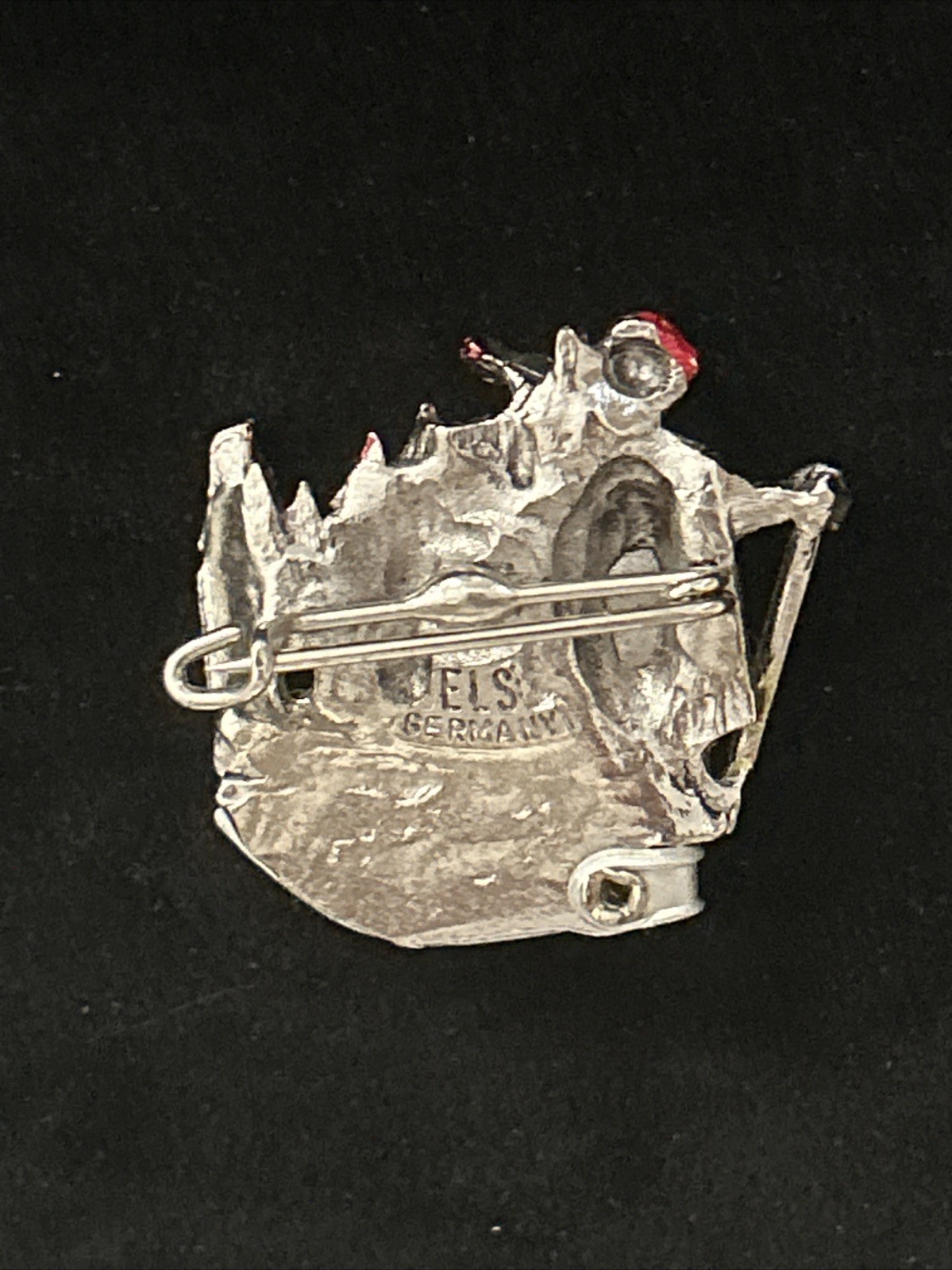 Vintage German Pin Brooch ELS W. Germany Signed VTG Multicolor Silver Tone 1.25”
