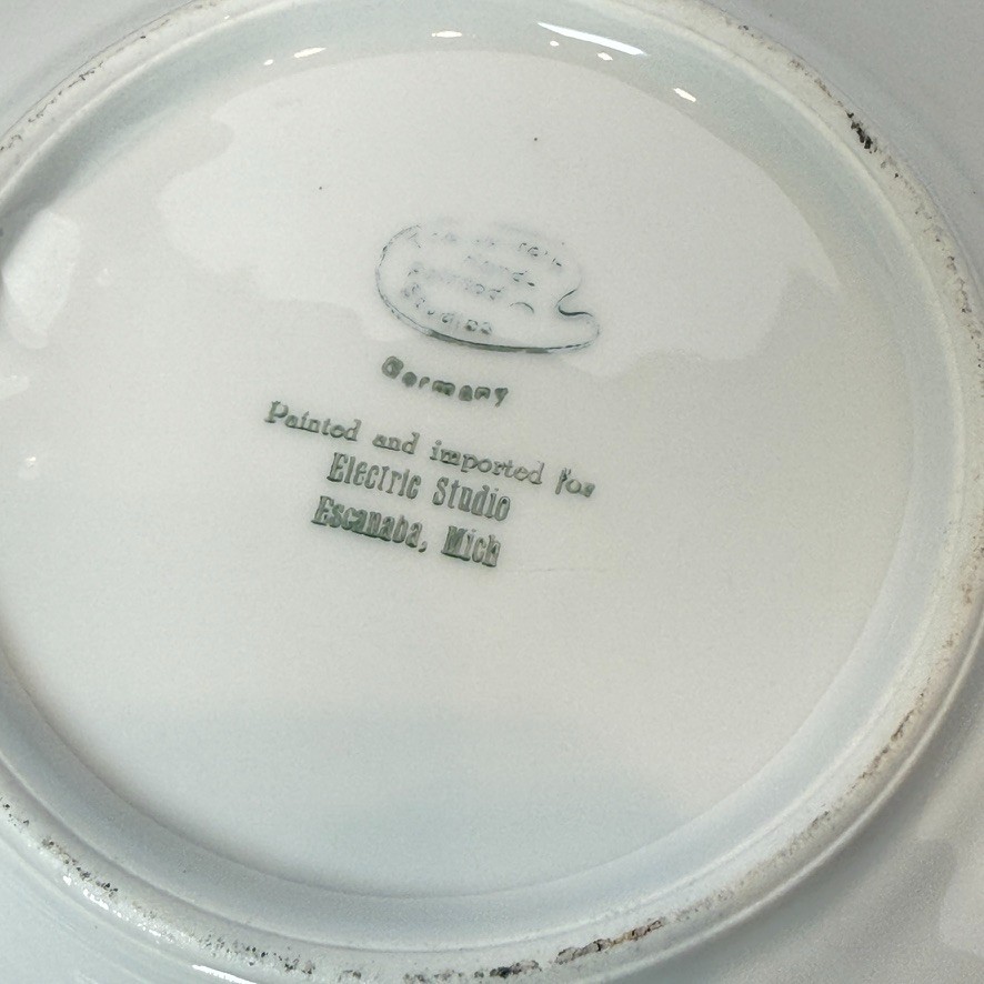 ESCANABA Ore Docks MICHIGAN MI Antique Souvenir China TRINKET DISH PLATE
