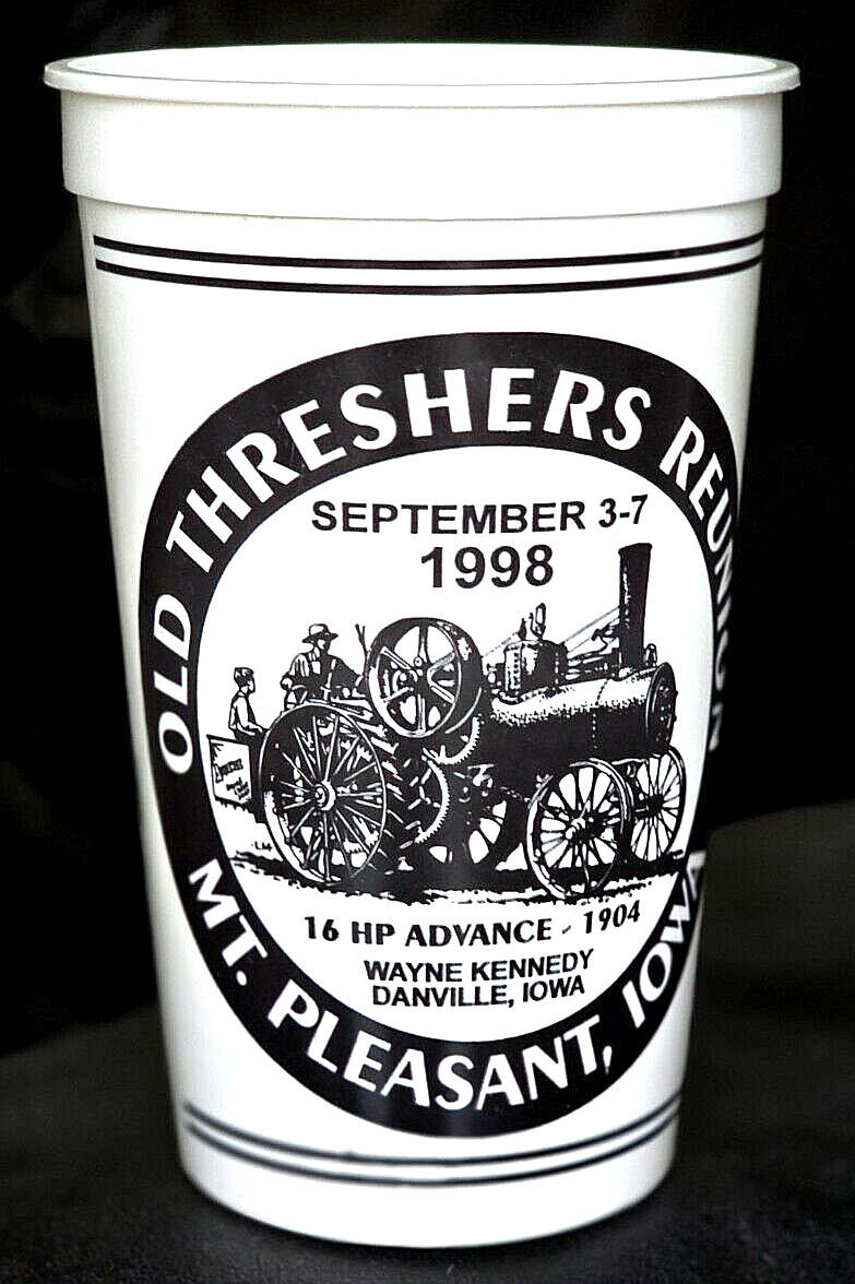 Old Threshers Settlers Mt. Pleasant Iowa Plastic Cup Tumbler 1998 Midwest
