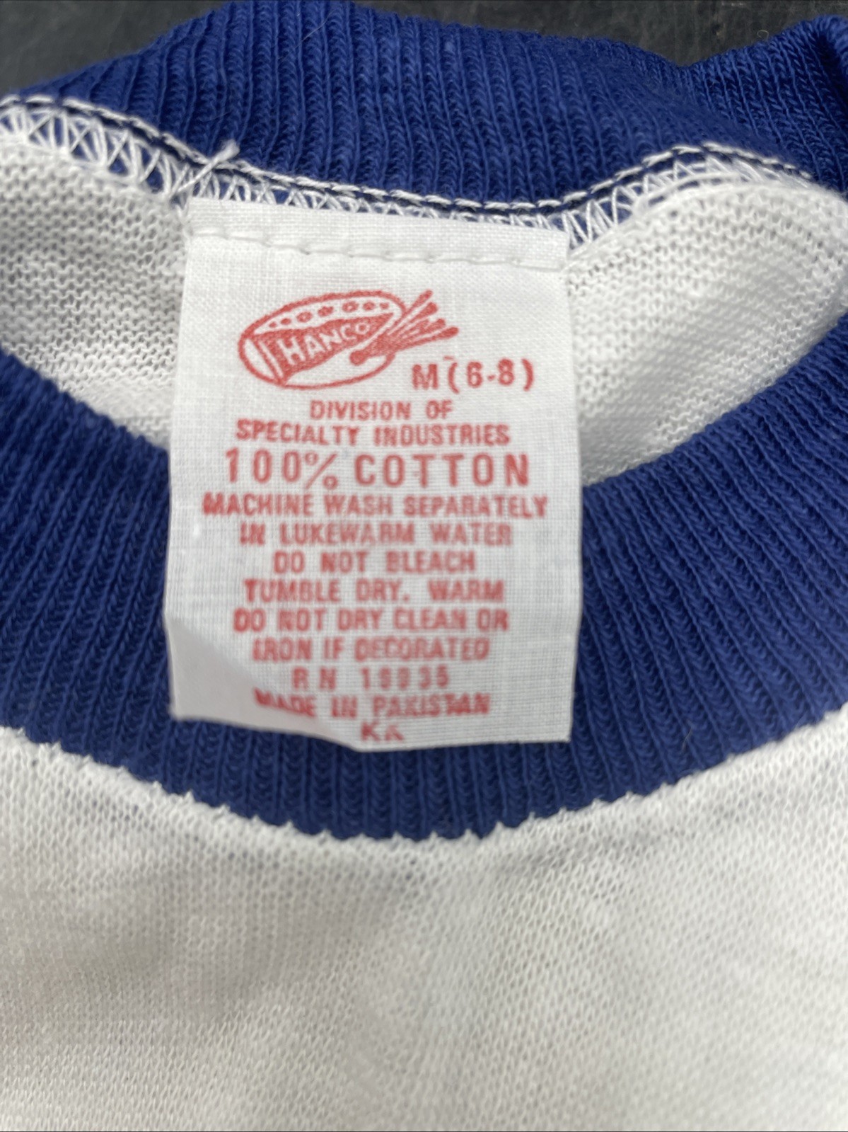 Vintage 70s Virginia Is For Lovers Blue Ringer T-Shirt Deadstock Hanco Kids 6-8