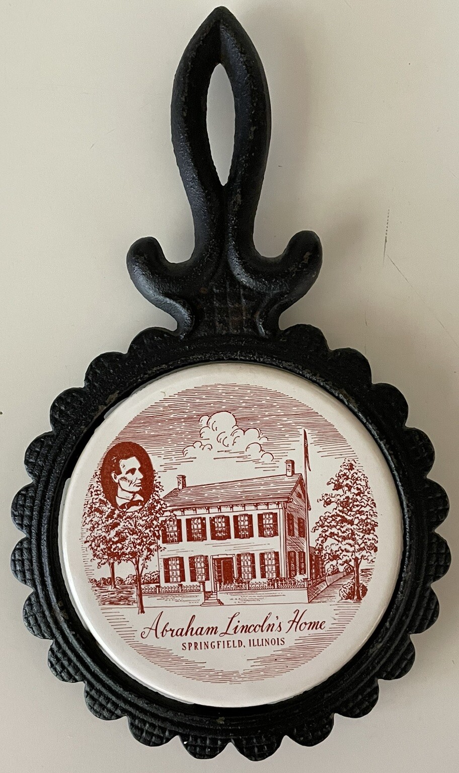 Vintage Ceramic Springfield, Illinois “Abraham Lincoln’s Home” Decoration/Trivet