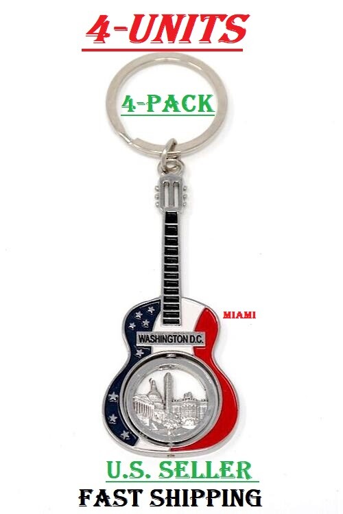 4-PACK Guitar Washington DC Keychain sOUVENIRS. U.S. SELLER FAST SHIPPING