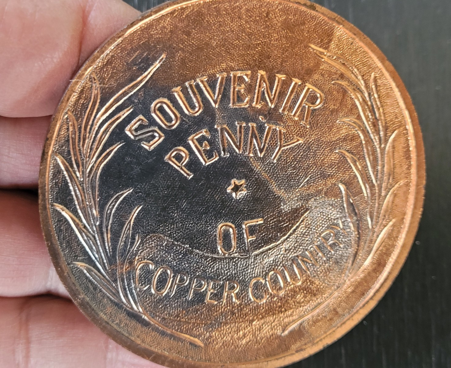 Vintage Indian Head Lucky Penny Souvenir of Copper Country 2.75″