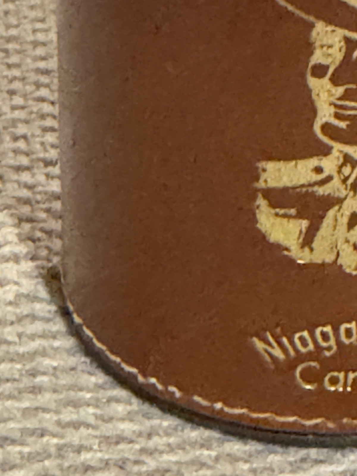 Vintage Souvenir RCMP Leather Cylindrical Coin Bank – Niagara Falls, Canada