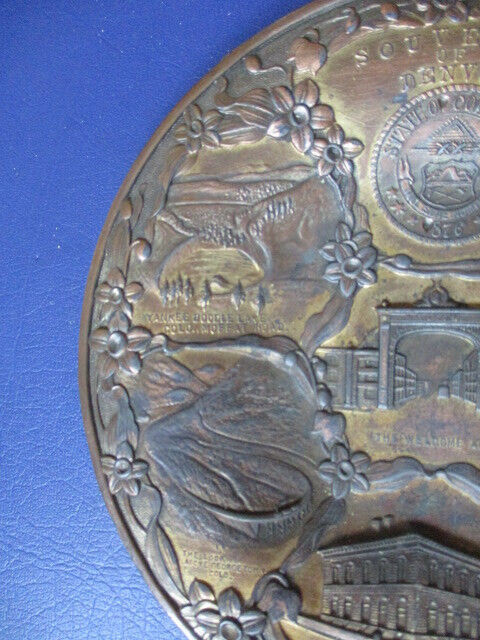 Vintage Denver Colorado Landmarks 5.5″ Copper Trinket Dish B1