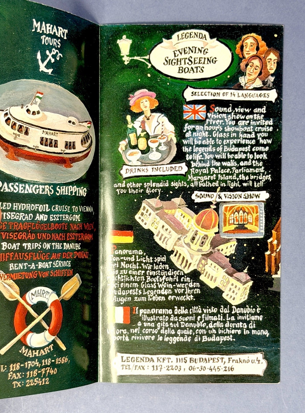 Vintage Duna-Bella Budapest Travel Brochure Sightseeing Boat Danube Hungary Art