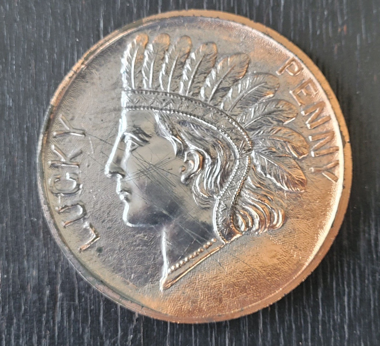 Vintage Indian Head Lucky Penny Souvenir of Copper Country 2.75″