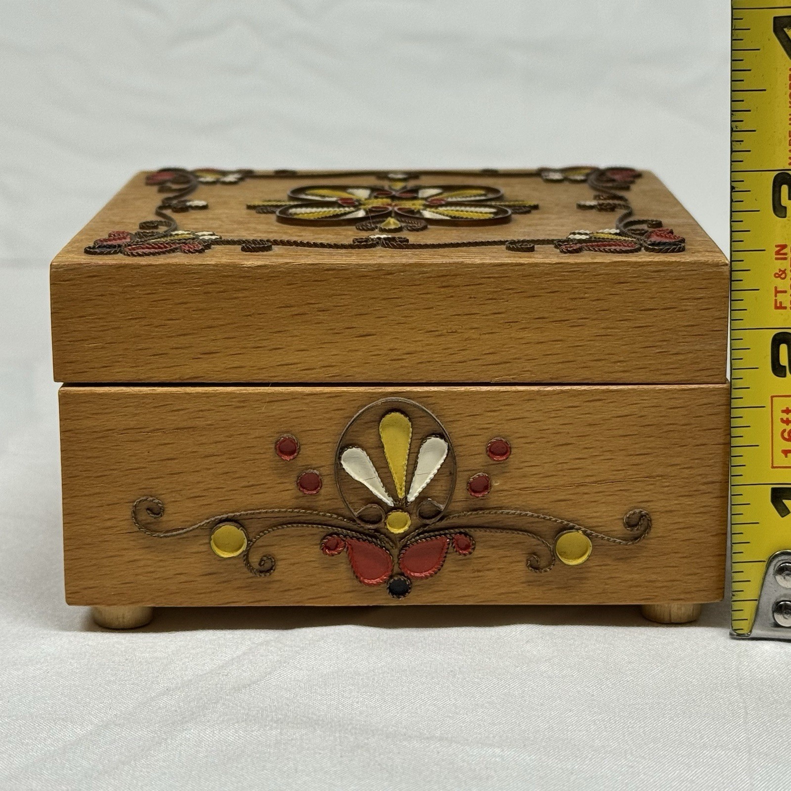 Vintage Soviet Ukraine Wooden Box USSR Jewelry Trinket Box of 80’s