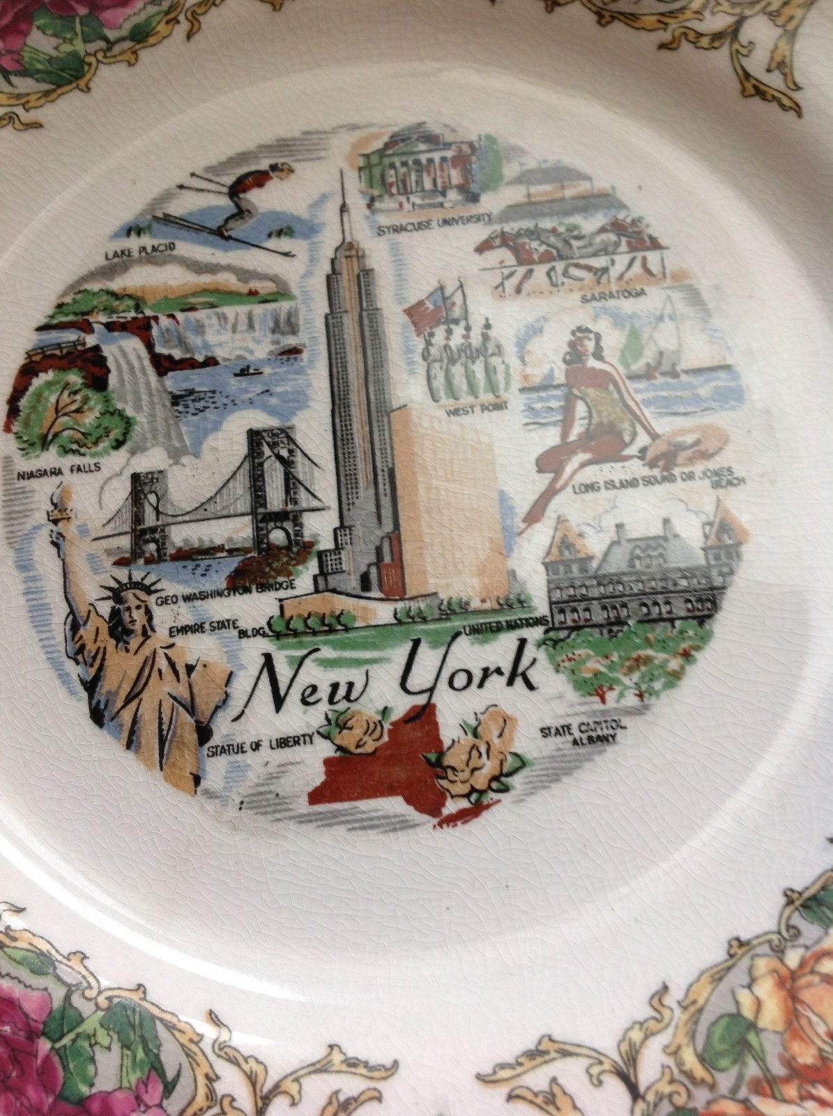 New York State Memorabilia Vintage Plate Twin Towers Photo Maps+ More Big Apple