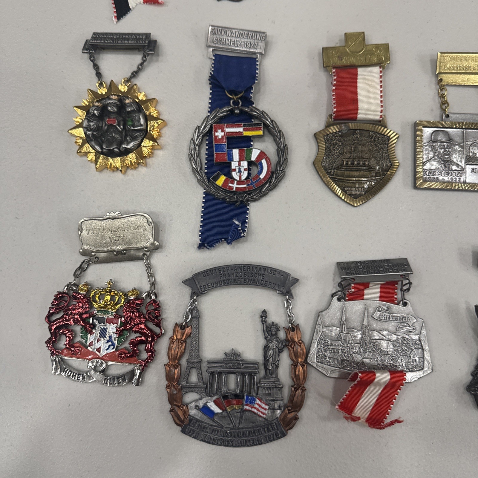 Lot 14 Vintage German IVV Volkswanderung Hiking MedalBadges 1970s Wanderfreunde