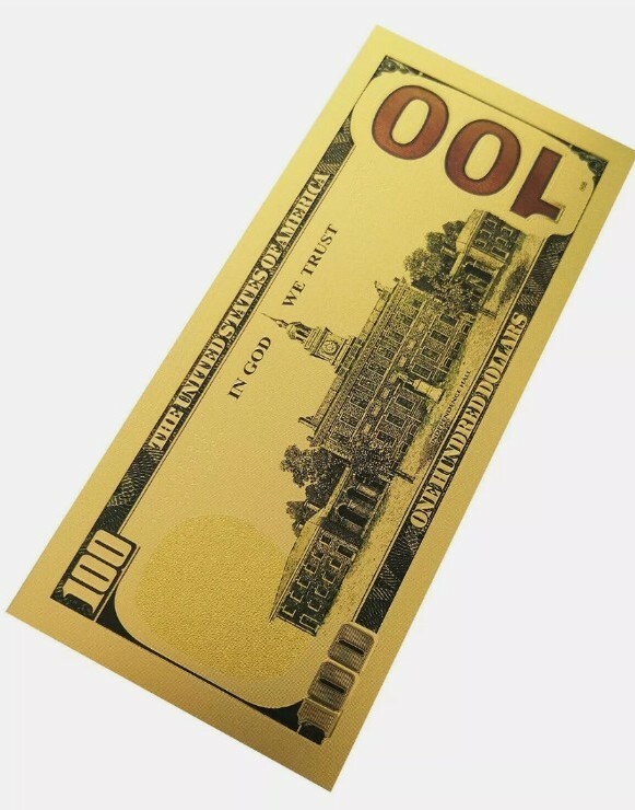 $100 GOLD BANKNOTE 999 PURE 24K DOLLAR BILL US CURRENCY WITH DELUXE SLEEVE