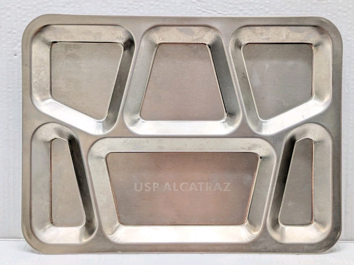 USP Alcatraz Prison Tray Replica Metal Open Meal Dinner Inmate Steel