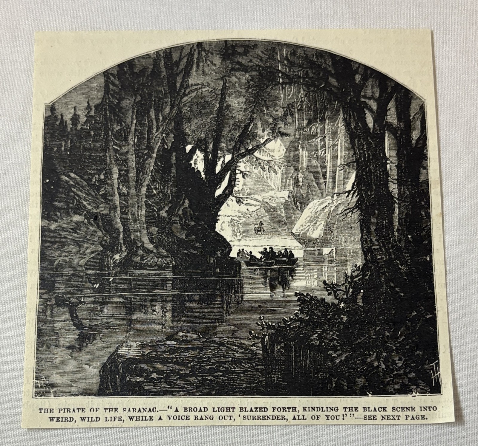 1876 magazine engraving ~ PIRATE OF THE SARANAC, New York