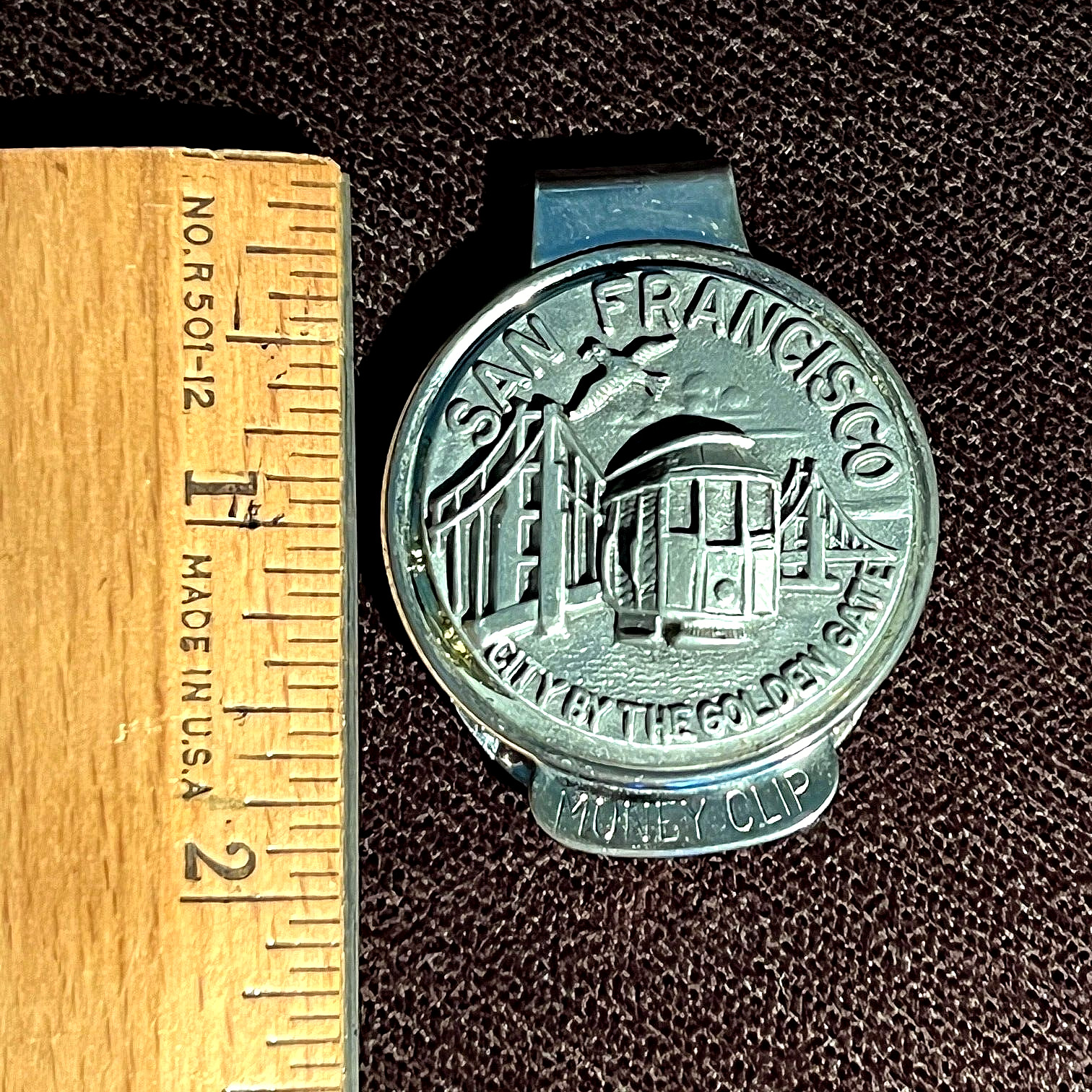 Vintage San Francisco Money Clip Stainless Steel & Pewter Golden Gate Bridge 2″