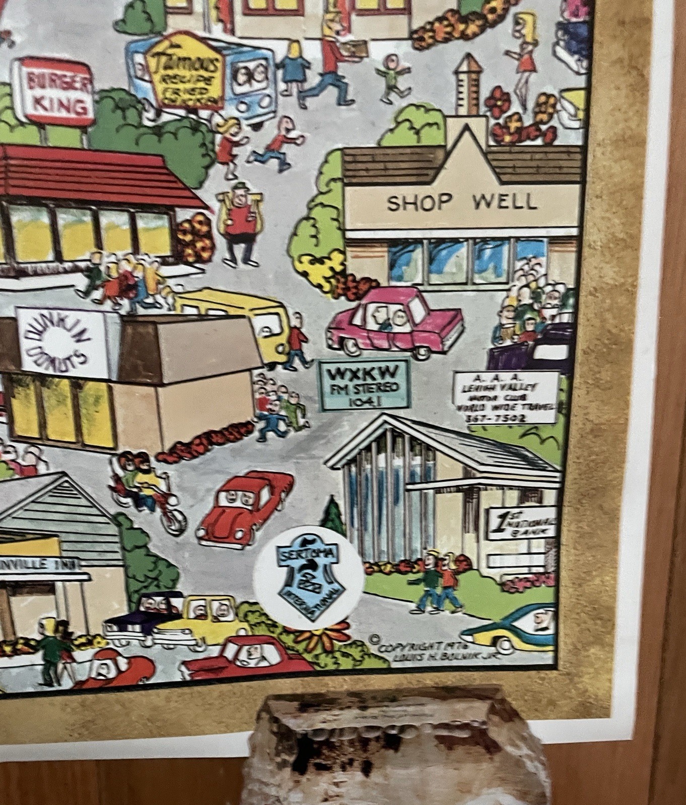 1976 Original Vintage Allentown PA Cartoon Illustrated Map by Louis Bolnik, Jr.