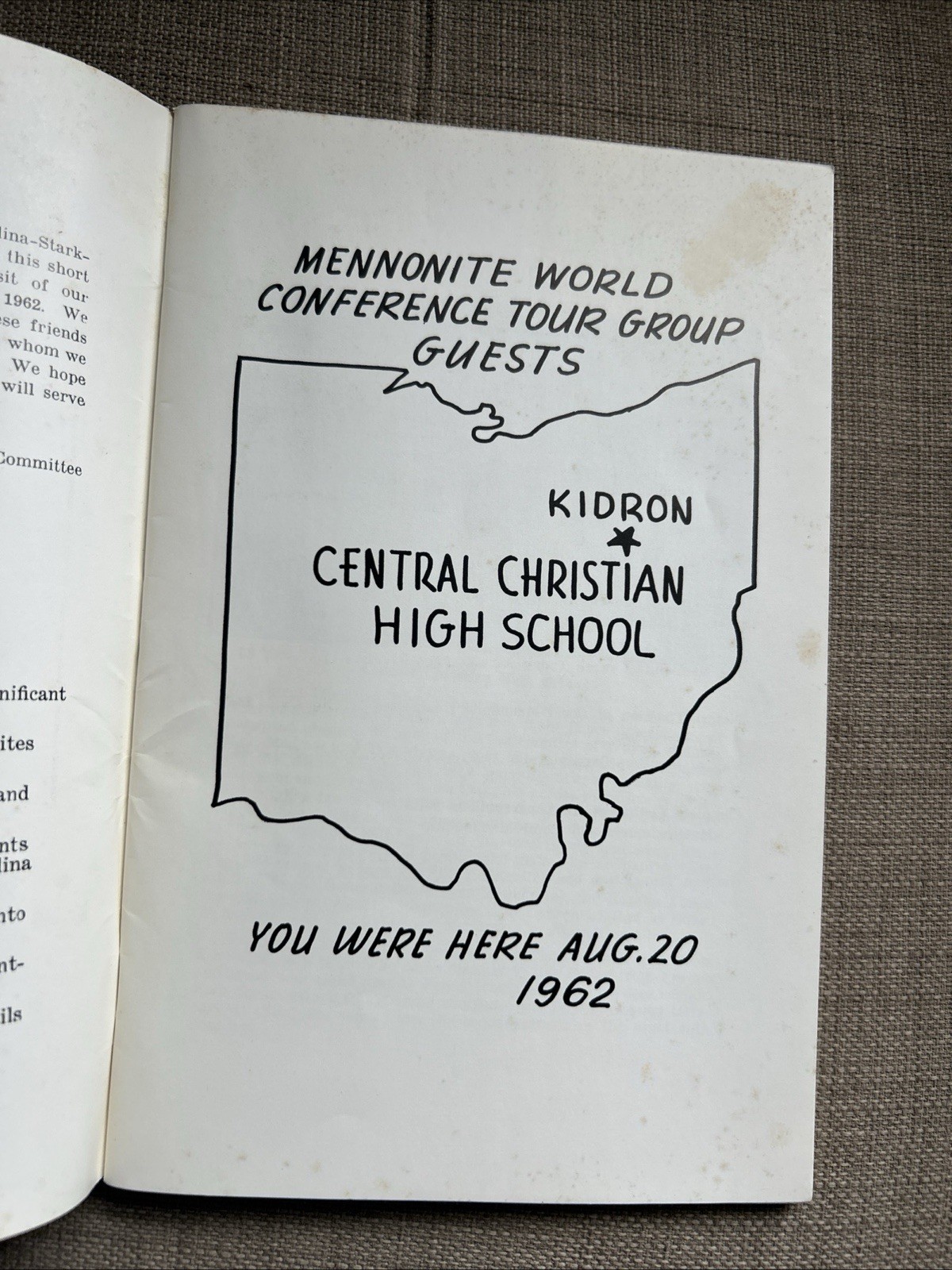 Welcome To Ohio – 1962 Mennonite World Tour – Kidron Ohio Tourism Booklet Amish