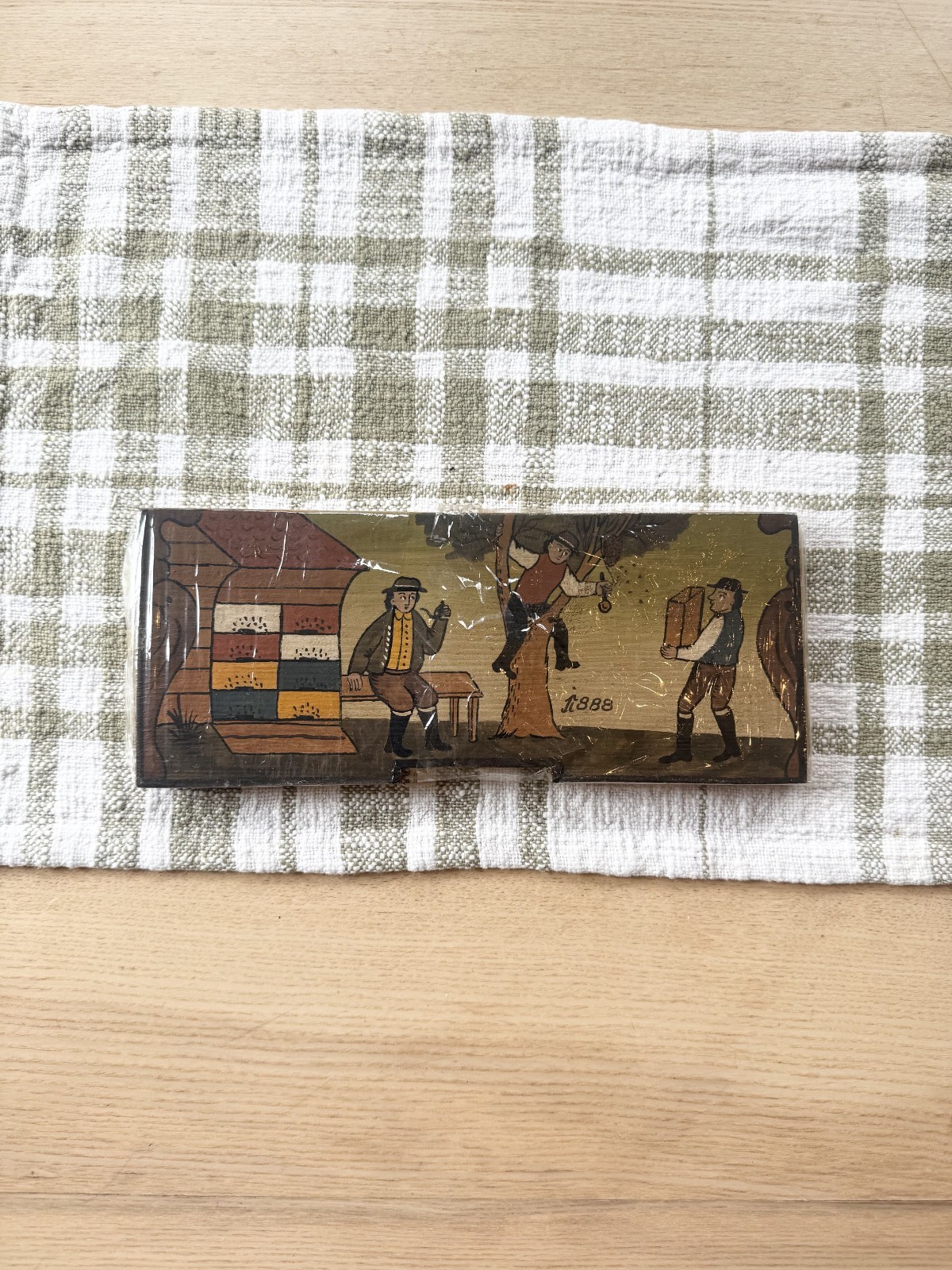 Vintage Slovenian Panjska Koncnica Beehive Panel Folk Art 11.5″ x 5″
