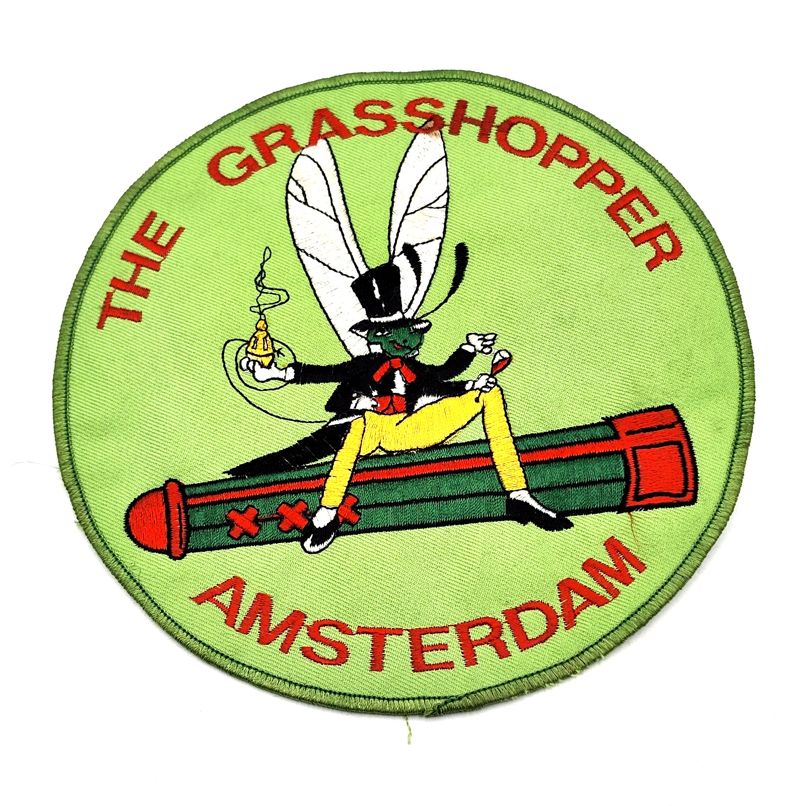 THE GRASSHOPPER Coffee Shop AMSTERDAM Embroidered Large 6.5″ Circle Jacket Patch