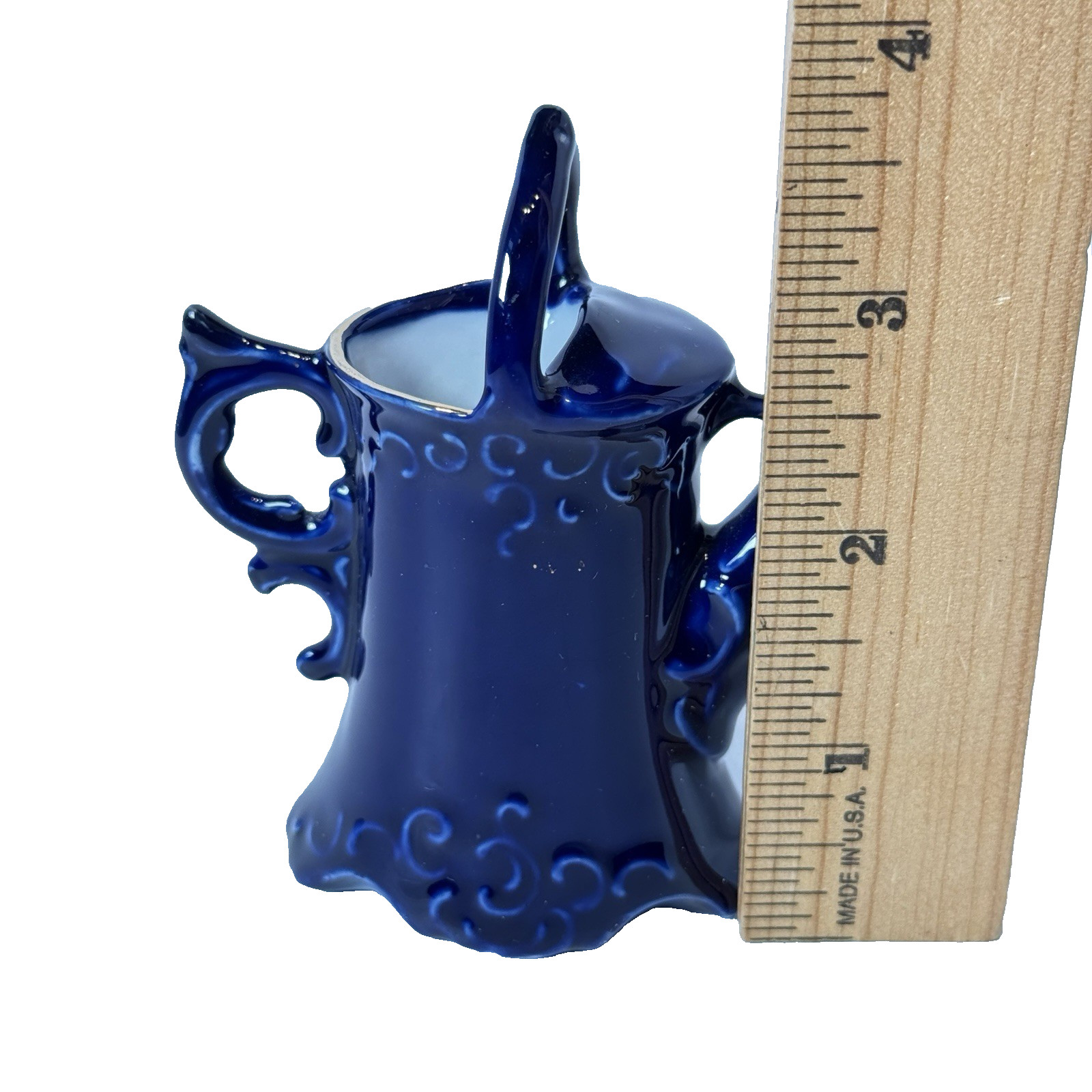 Providence , Rhode Island RI FARM HOUSE SCENE 1910 SOUVENIR Cobalt Blue Tea Pot