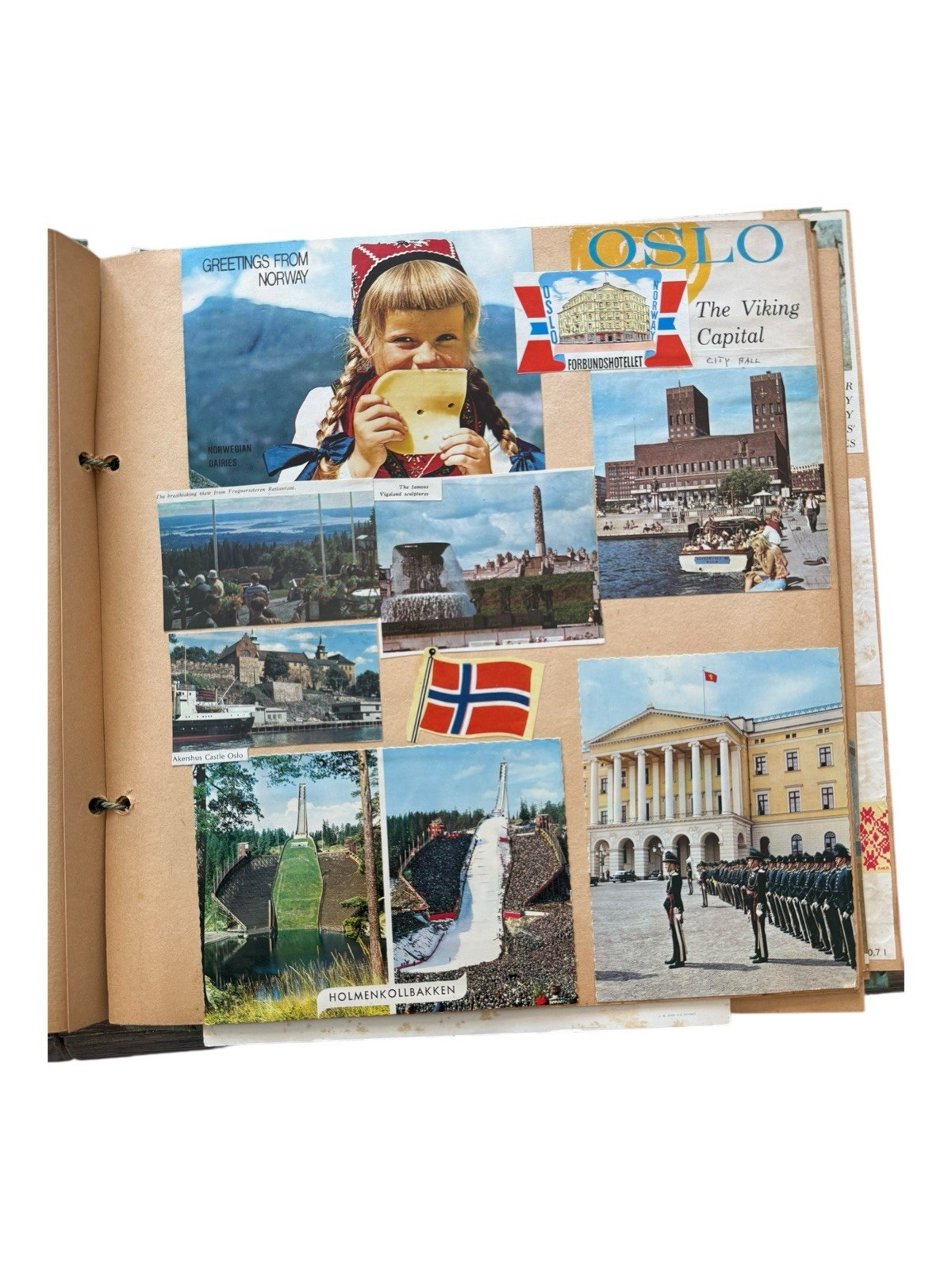 1970’s Eastern Europe & Scandinavia Travel Scrapbook Postcards Stamps Wine Label