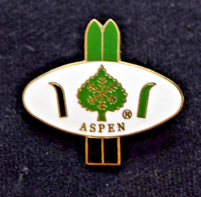 Aspen Ski Resort Area Colorado Green Black Skis Travel Souvenir Ski Lapel Pin