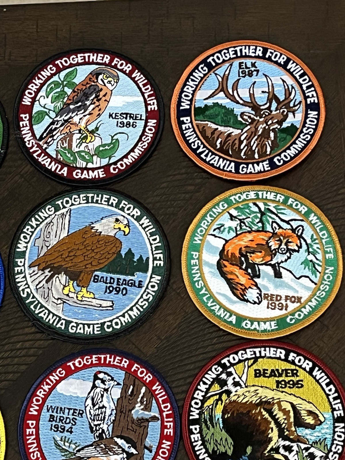 LOT OF 20 PA GAME COMMISSION WTFW PATCHES 4” Diameter 1984-2003