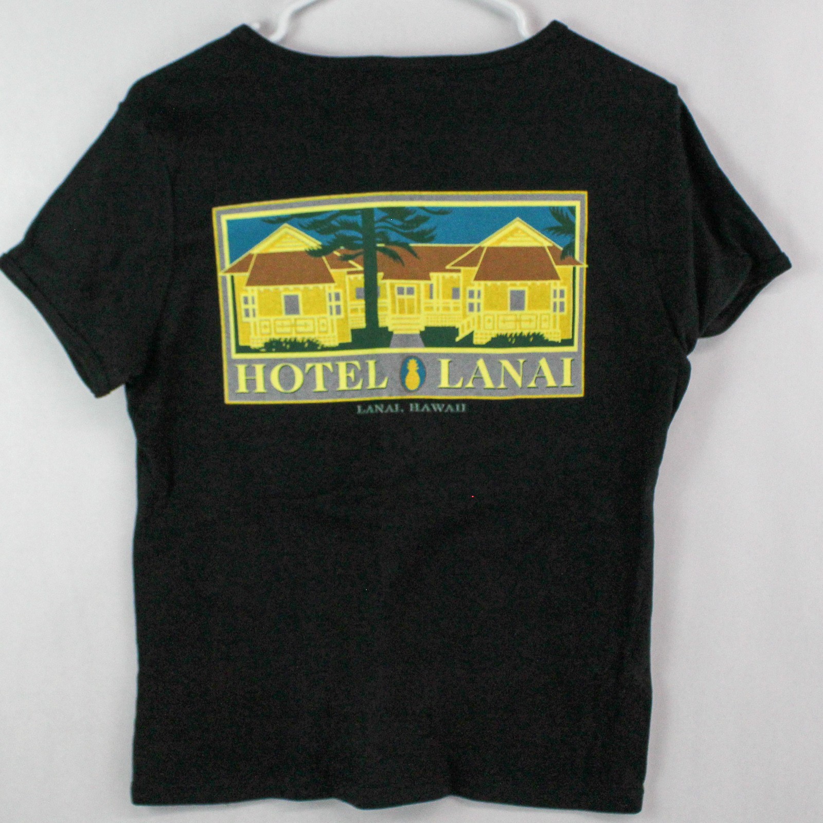 Hanes Hotel Lanai Hawaii T-Shirt Women’s Size L Black Souvenir Tee